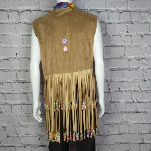 60's Flower Child Handmade Vest and Bell Bottom Jean Costume, Women's XL - Picture 4 of 14